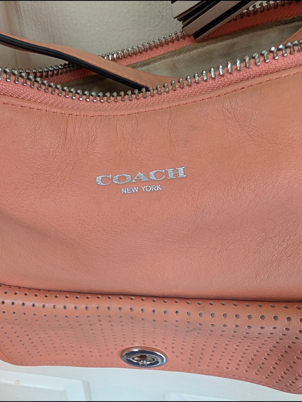 Coach Legacy Leather Courtenay Soft Coral Crossbody Or Shoulder Bag